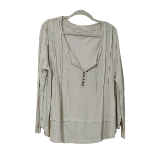 We The Free Melody Pintuck Linen and Cotton Henley Size M - Picture 1 of 4
